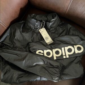 adidas Black Puffer Jacket with White Logo